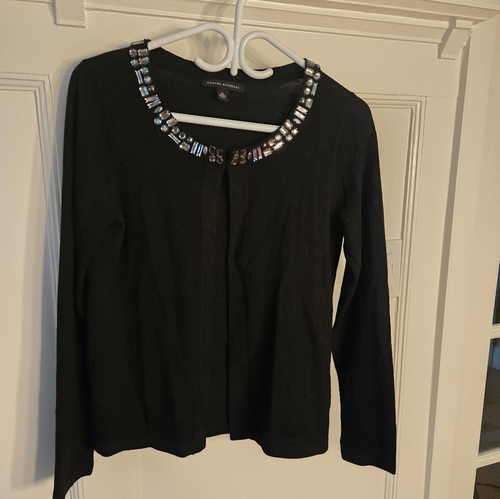 Black Banan Republic Bejewelled Cardigan - Size M